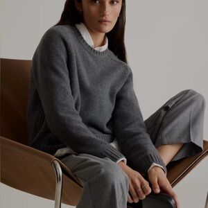 Quince Super Luxe Baby Cashmere Crewneck Sweater Charcoal Med.